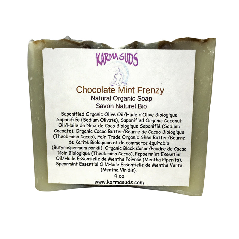 Chocolate Mint Frenzy - Natural Organic Bar Soap - over 4 oz,Soap - Karma Suds