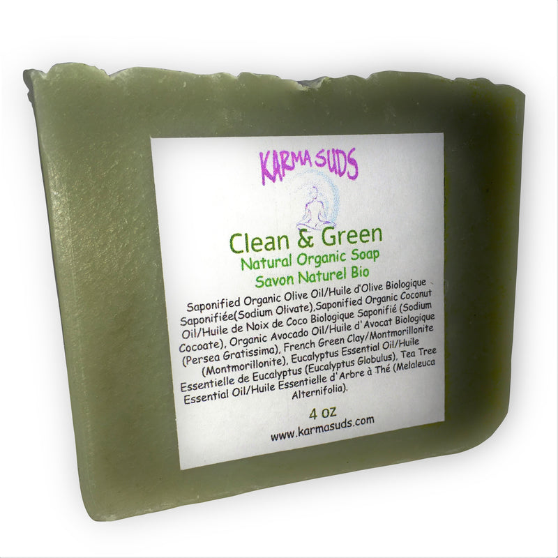 Clean and Green - Natural Organic Bar Soap - over 4 oz,Soap - Karma Suds